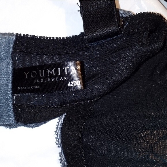 Youmita 42DD Black Floral Lace Overlay Bra NWT - Picture 6 of 12
